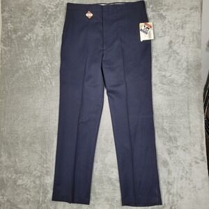 Vintage Sears Flexslax Pants Mens 38x34 Woven Stretch Slacks Navy Blue NWT